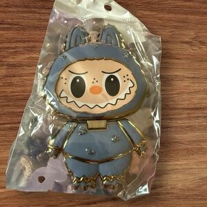 New Labubu Phone Stand with Mirror 
Color Blueish Grey and Gold